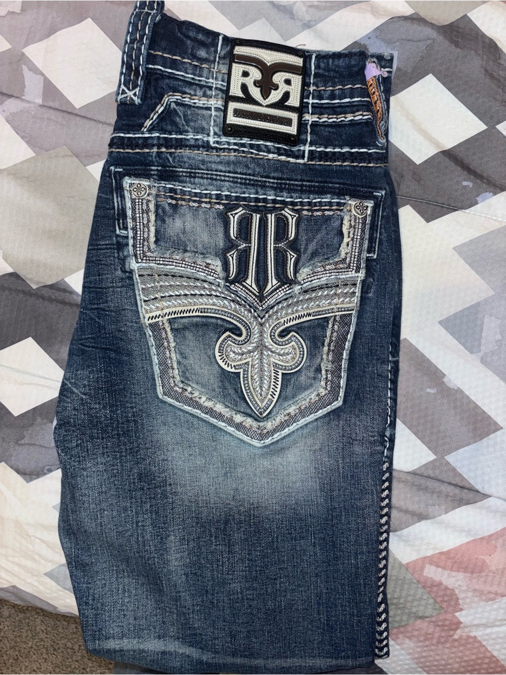 Rock Revival Men’s Dark Blue Embroidered Back